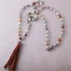 Pendant Necklaces Fashion Rosary Chain Amazonite Stones Bohemian Tribal Jewelry Brown Tassel Necklace