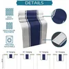 Navy Blue Stripes Linen Table Runners Dresser Scarves Decor Farmhouse Washable for Dining Wedding Decoration 240127