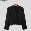 Mens oregelbundna blazer paljetter Patchwork Stand Collar Long Sleeve Suits Streetwear Fashion Casual Male Crop Coat Incerun 240201