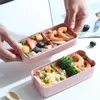 Dinnerware Snack Storage Container Stackable Bento Box Double Layer Adult Lunch Compartment Containers Kit For Meal Prep