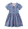 Saut mètres fleurs bébé fille robes nouveau haut marque coton Jersey princesse enfants vêtements imprimé fleuri été enfant redingote 210311954414