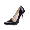 Dress Shoes 12CM High Heels Women's Spring Summer Fashion Elegant Pumps Pantent Leather Shallow Thin Heel Large Size