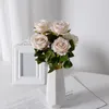 Decorative Flowers 1Set Artificial Velvet Rose With Green Leaves Stem Faux Floral Plant Flower Reusable Home Decoration Valentine's Day Po