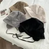 Ear Korean Protection Bucket Hats for Women Autumn and Winter Travel Versatile Warm Retro Solid Color Plush Mens Caps 240126