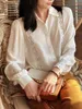 Kadınlar bluzlar şifon gömlek bahar/yaz katı vintage gevşek giyim polo boyun dantel patchwork uzun kollu moda üstleri