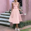 Vestidos casuais verão feminino midi cami vestido cor sólida sem mangas sem costas flowy festa elegante