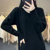Casual Dresses Pure Cashmere Knitted Dress Women's Loose V-neck Mid-Length Over The Knee Sweater Base Skirt