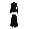 カシミアと綿ウールの女性スーツジャケットスカートセット気質エレガントオフィスレディブレザーロングトゥピース240202
