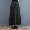 Skirts Japan Style Tie Dye Print Bandage High Waist Dark Black Sumemr Office Lady Work Fashion Women Casual Midi