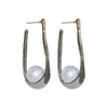 Dangle Earrings 2024 Arrival Drop Fashion Metal Classic Women Simple Irregular U-shaped Pearl Korean Female Jewelry