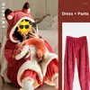 Vêtements de nuit pour femmes en peluche polaire chemise de nuit pour femmes fille hiver chaud décontracté à capuche chemise de nuit homewear mignon anime renard cosplay costume flanelle