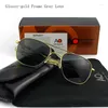 Óculos de sol de alta qualidade do exército americano militar piloto ao óculos de sol lente de vidro homens marca designer condução masculino op55 op57