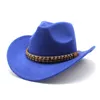 Vintage Women Men Ethnic Style Western Cowboy Hat Wide Brim Gentleman Lady Jazz Cowgirl Cap Party Cloche Sombrero Panama 240202