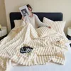 Winter Warm Blanket Rabbit Plush Skin-Friendly Bedspread Solid Striped Throw Blankets Sofa Air Conditioning Blanket For Bedroom 240122