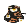 Berets Bacon & Eggs For Breakfast Beanies Knit Hat Fried Food Sandityche Meat Candy Protein Brimless Knitted