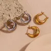 Hoop Earrings Hollow Two Thick U-shaped Waterproof Silver Color 316L Stainless Steel Women's 18K Gold Plated Jewelry