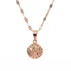 Chains 585 Purple Gold Hollow Bead Necklace Plated 14K Rose Simple Pendant Classic Design Party Jewelry For Girlfriend