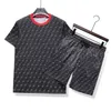 Summer Mens TrackSuits Design dwuczęściowy garnitur sportowy klasyczny litera drukowania krótkiego rękawa sportowa odzież sportowa bawełniany garnitur joggingowy