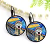 Stud Earrings Arrival Screaming Hamster Earring Abstract Oil Painting Glass Cabochon Womens Unique Black Jewelry