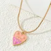 Choker 2024 Summer 12 Constellations Jewelry Pink Enamel Heart Shape Zodiac Sign Necklace Fashion Women Pendant