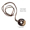 Hänghalsband vintage trä dubbel ring halsband justerbar lång tröja kedja handgjorda krage uttalande smycken