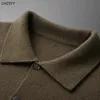 LHZSYY Abrigo de cachemira para hombre Cárdigan de punto con cuello de POLO para invierno Suéter suelto para jóvenes Chaqueta gruesa Camisa base de uniforme de béisbol informal 240118