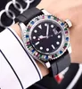 NEW Casual Watches Original Automatic Movements Rubber Strap First Quality Sapphire mirror Men-watch Colorful Diamond Decoration Watchcase AAA