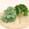 Decorative Flowers False Green Leaves Flower Pot Artificial Shamrock Stems Silk Simulated Plant Decor