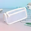 Cosmetic Bags Double Layers Transparent Mesh Bag Nets Test Pencil Case Portable Cosmetics Makeup Brushes Lipsticks Organizer