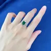 حلقات الكتلة Springlady 925 Solid Silver 7 9mm 2ct Emerald for Women Lab Diamond Gemstone Wedding Ring Party Fine Jewelry Gift