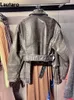 Lautaro весна осень крутая короткая свободная кожаная байкерская куртка из искусственной кожи женская молния Blet ретро женская европейская мода уличная одежда 240122