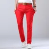 Style classique hommes jean mode affaires décontracté droit Slim Fit Denim Stretch pantalon blanc jaune rouge marque mâle pantalon 240125