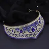 Haarspangen Barock Prinzessin Braut Diademe und Kronen Braut Kopfbedeckung blau Party Prom Hochzeit Kleid Krone Schmuck Zubehör