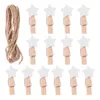 Frames 100pcs Wooden Clothespins Star Shape Wall Hanging Po Clips Picture Pegs Craft With Rope White