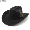 Cappello da cowboy occidentale a tesa larga da 95 cm per uomo Fascinator vintage Cowgirl Jazz Cloche Church Caps Sombrero Hombre 240202