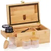 Wooden Stash Box Tobacco Set with Grinder Rolling TrayStash JarCigarette CaseNatural Wood Removable Dividers3 Airtight Glass 240125