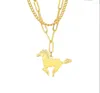 Pendant Necklaces 1PC Trend Stainless Steel Double Layer Horse Necklace Heart F1211