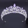 Klipy do włosów fioletowe tiary i korony dla kobiet ślub Tiara panna młoda księżniczka