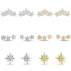 Studörhängen Dainty Mini Star Ear Piercing for Women Gold Color Zircon Flat Helix Lobes Stacking Fashion Smycken E372