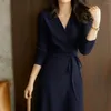 Casual Kleider 2024 Herbst Frauen V-ausschnitt Wrap Up Kleid Weibliche Kleidung Koreanische Version Lose Elegante Gestrickte Rock