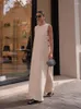 Casual Jurken Vrouwen Mouwloze Knop Split Midi Jurk Elegante Ronde Hals Off Schouder Vestidos Vrouwelijke Losse Mode High Street Gewaden