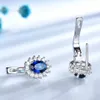 UMCHO solide 925 en argent Sterling pierres précieuses boucles d'oreilles à clip pour les femmes bleu saphir bijoux fins de mariage fiançailles saint valentin cadeau 240125