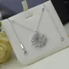 Chaînes Goutte d'eau Dentelle Zircon Collier S925 Sterling Argent Plumes De Paon Exquis Bijoux De Fête De Mariage Cadeau D'anniversaire De Vacances