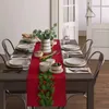 Árbol de Navidad, agujas de pino, camino de mesa con lazo de caramelo, decoración de boda, decoración de cubierta, mantel para fiesta navideña 240127