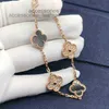 Van Clover Armband Designer Cleef Armband 925 Sterling Silver Necklace Kvinnlig Rose Gold Lucky Birthday 3SCZ