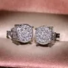 Men Stud Earring Vintage Hip Hop Jewelry 925 Silver Pin Round Pave Shining CZ Diamond Women Earrings For Nice Lovers Gift