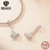 Pierres précieuses en vrac BISAER 925 argent sterling brillant coeur rose perle de charme robe de mariée bague pendentif ajustement bracelet de la Saint-Valentin fine