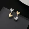 Dangle Earrings 2024 Fashion Punk Gold Sliver Color Heart Earring For Women Irregular Wing Asymmetry Metal Drop Party Jewelry Gift