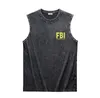 طراز جديد خزان FBI غسل Tees Hot Sales FBI Wash Wash Tank Summer Style Old