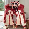 Mulheres sleepwear plush velo camisola para mulheres menina inverno quente casual com capuz nightdress homewear bonito anime raposa cosplay terno flanela